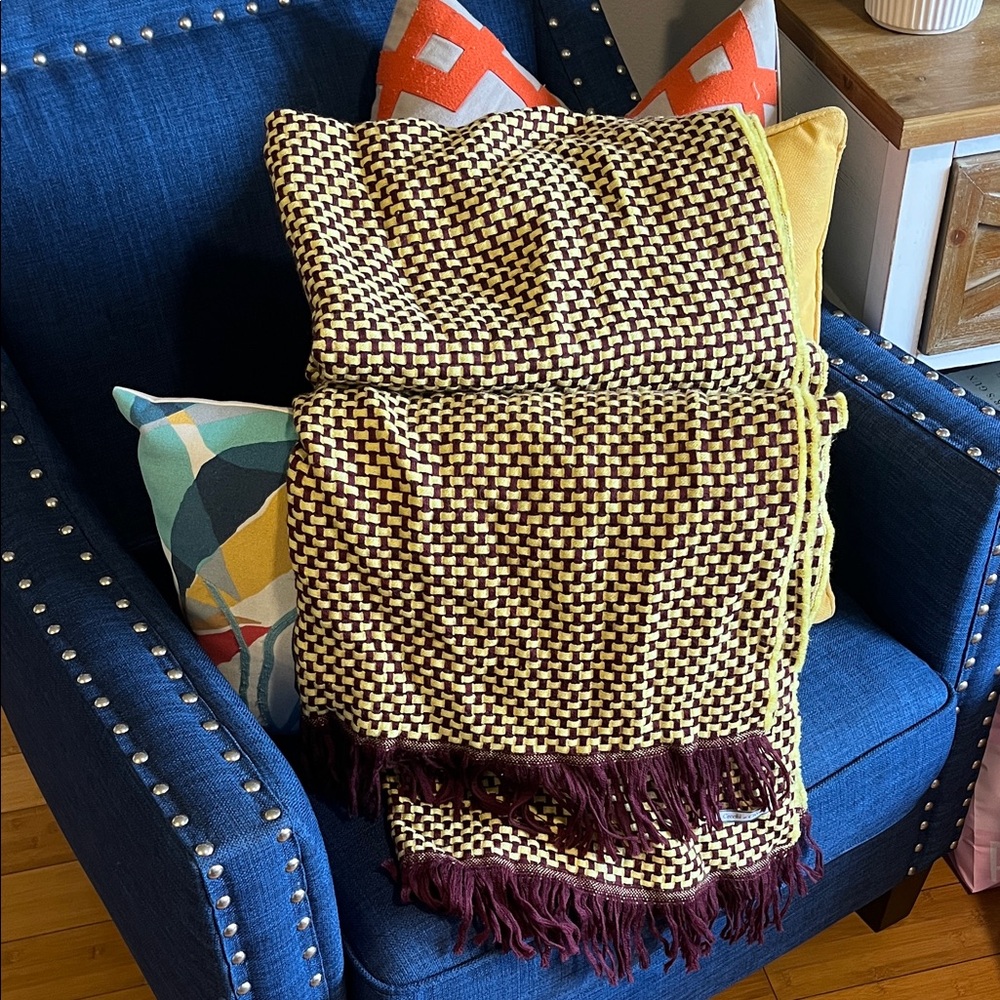 Stylish Yellow and Burgundy Checkered Scarf